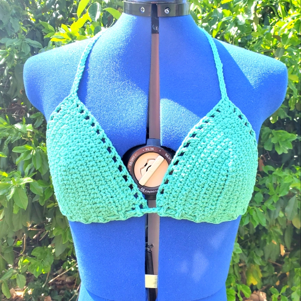Bikini Festival Halter Top Crochet Aquamarine